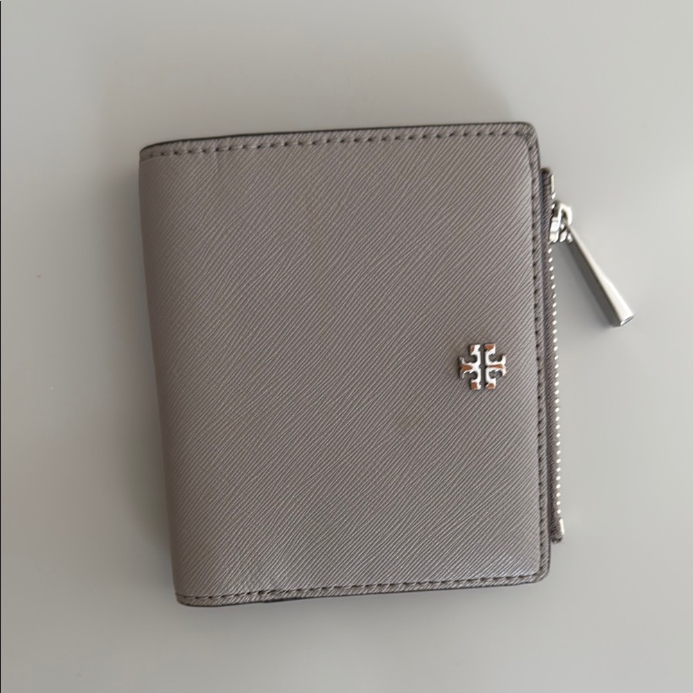 Tory Burch Taupe Wallet with Zip Closure